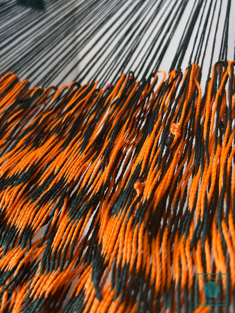 Hamaca Yucateca Artesanal Hilo 18 Nylon Naranja