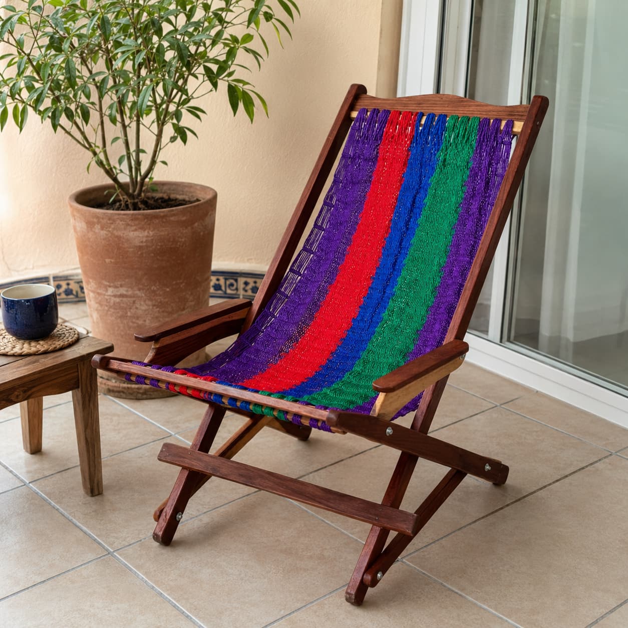 Silla Mecedora Artesanal Plegable Multicolor