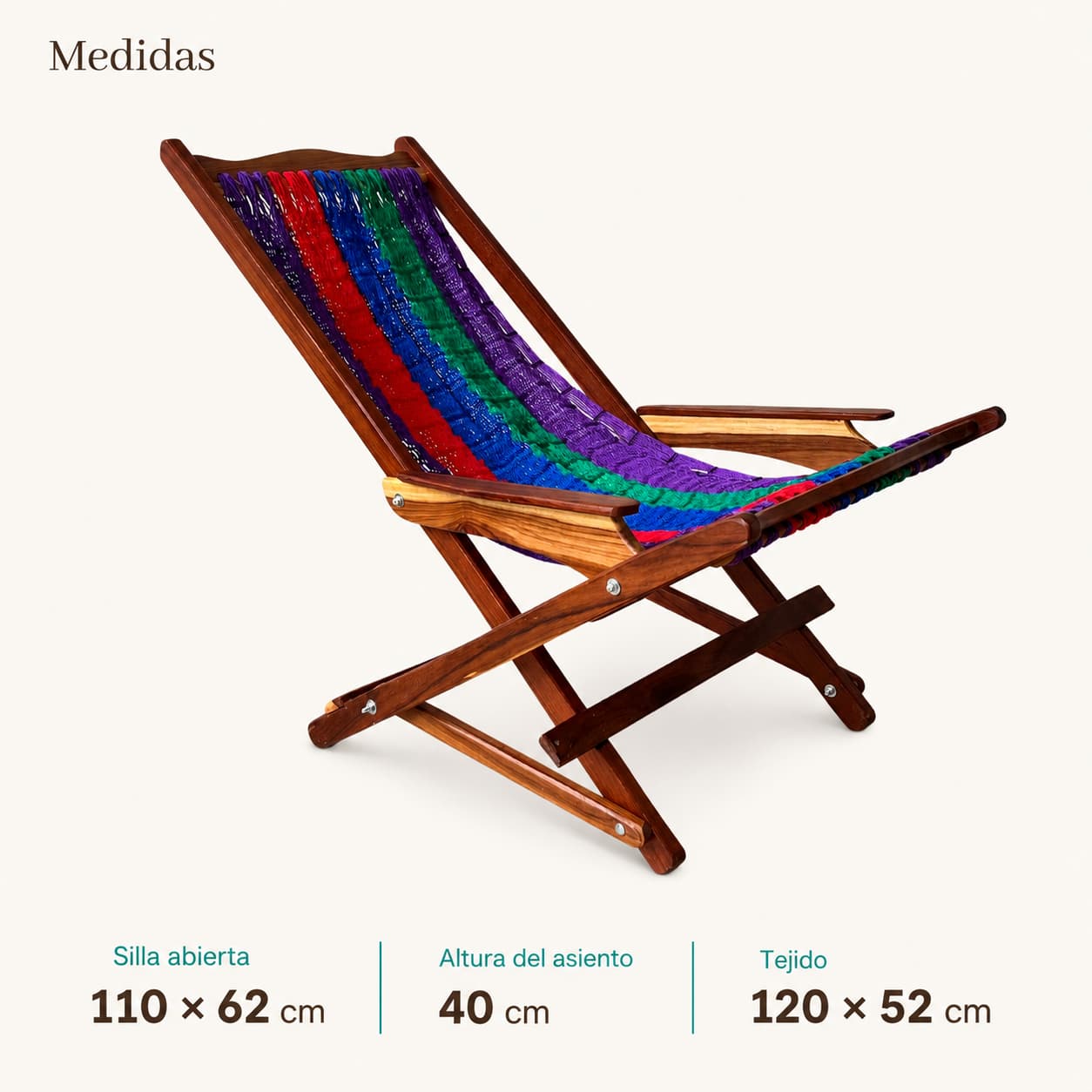 Silla Mecedora Artesanal Plegable Multicolor