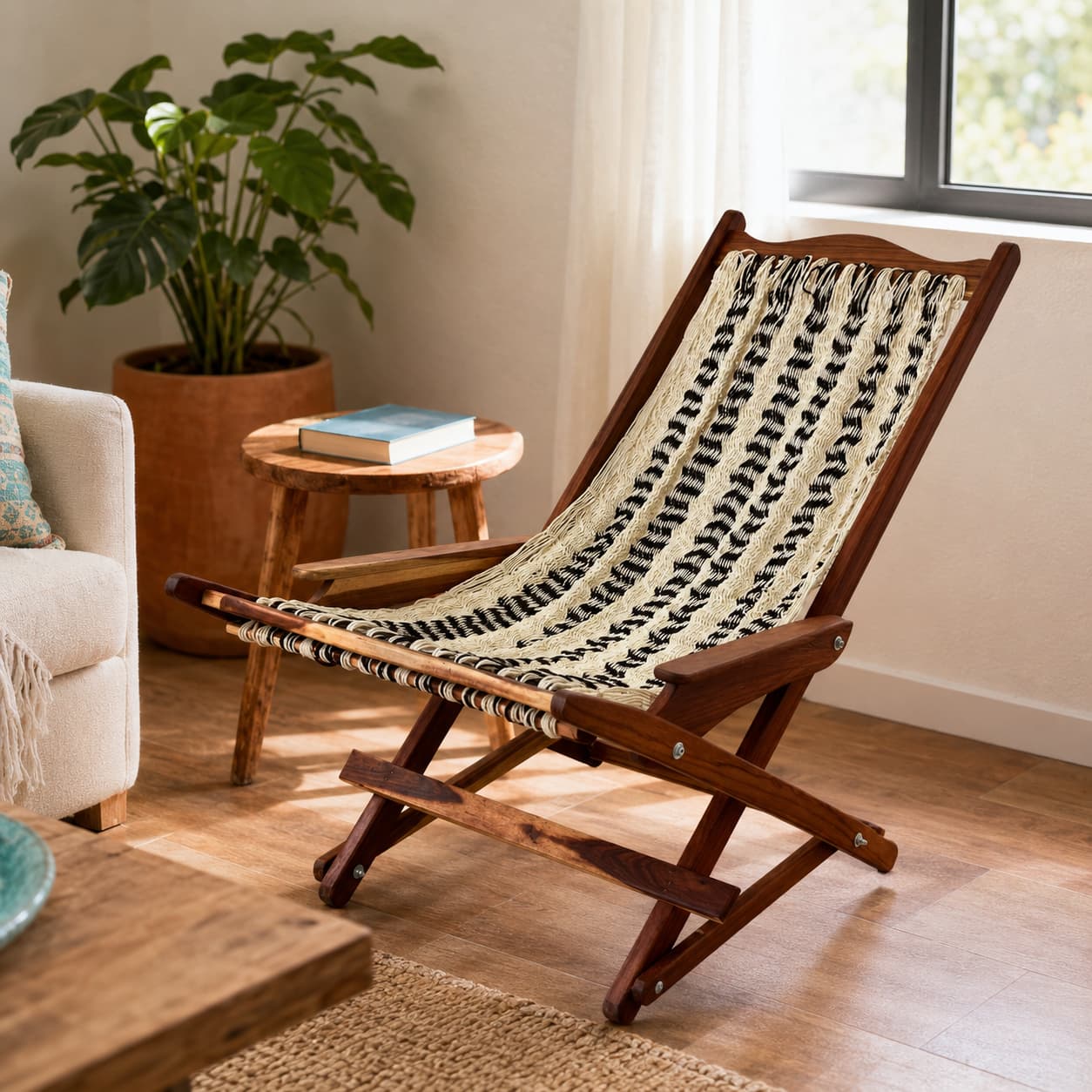 Silla Mecedora Artesanal Plegable Café