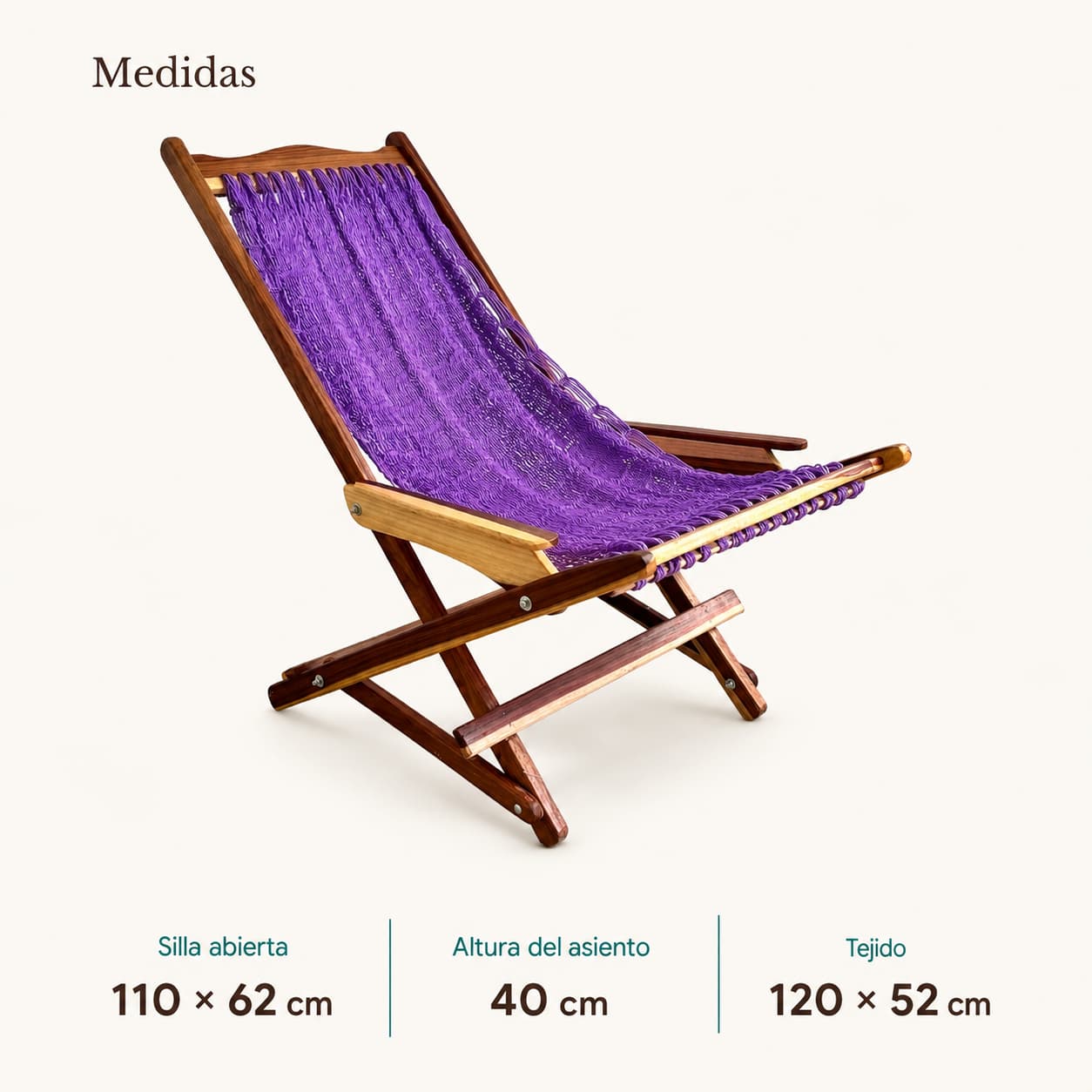 Silla Mecedora Artesanal Plegable Morada