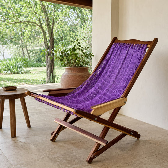 Silla Mecedora Artesanal Plegable Morada