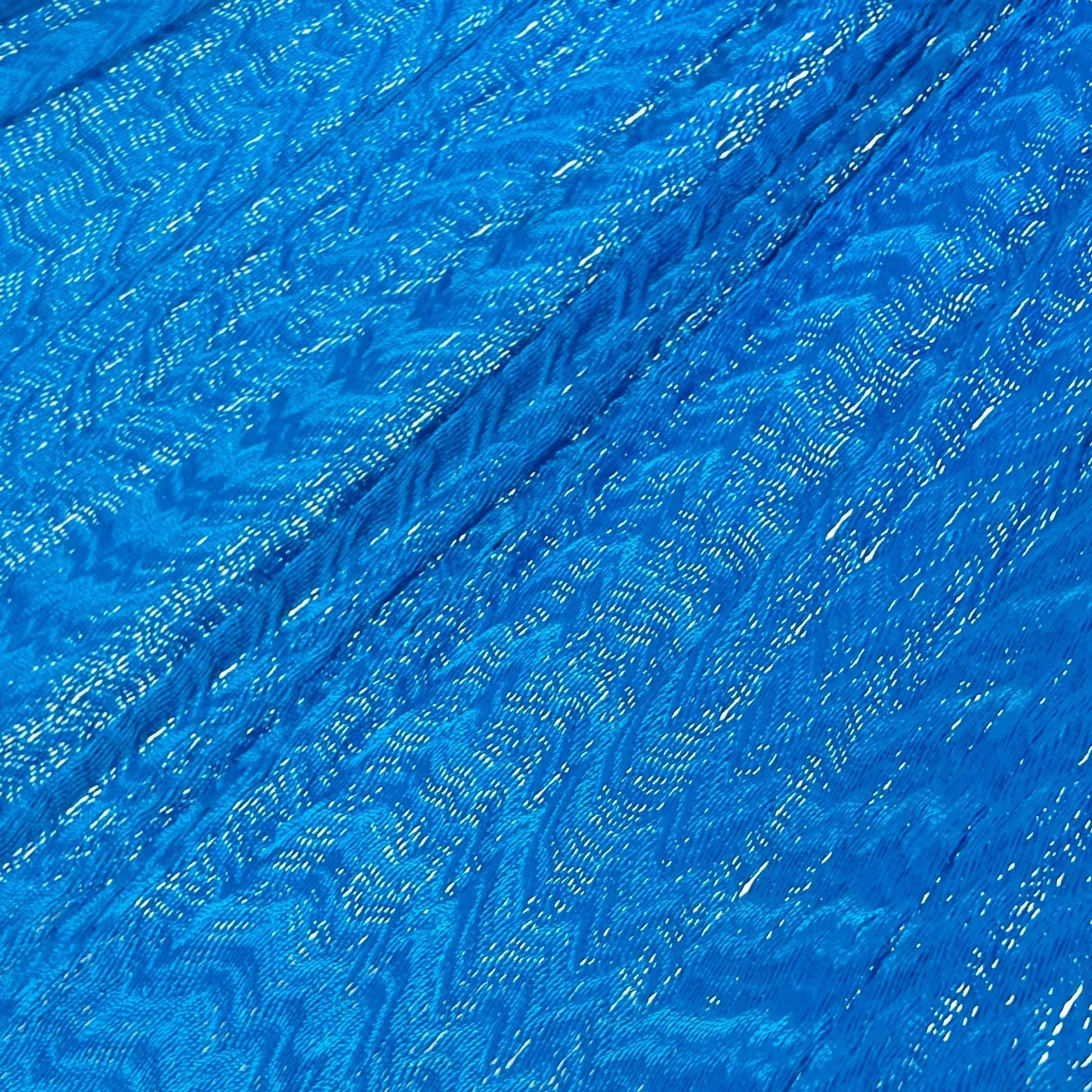 Detalle del tejido de nylon de la hamaca artesanal Yucateca azul