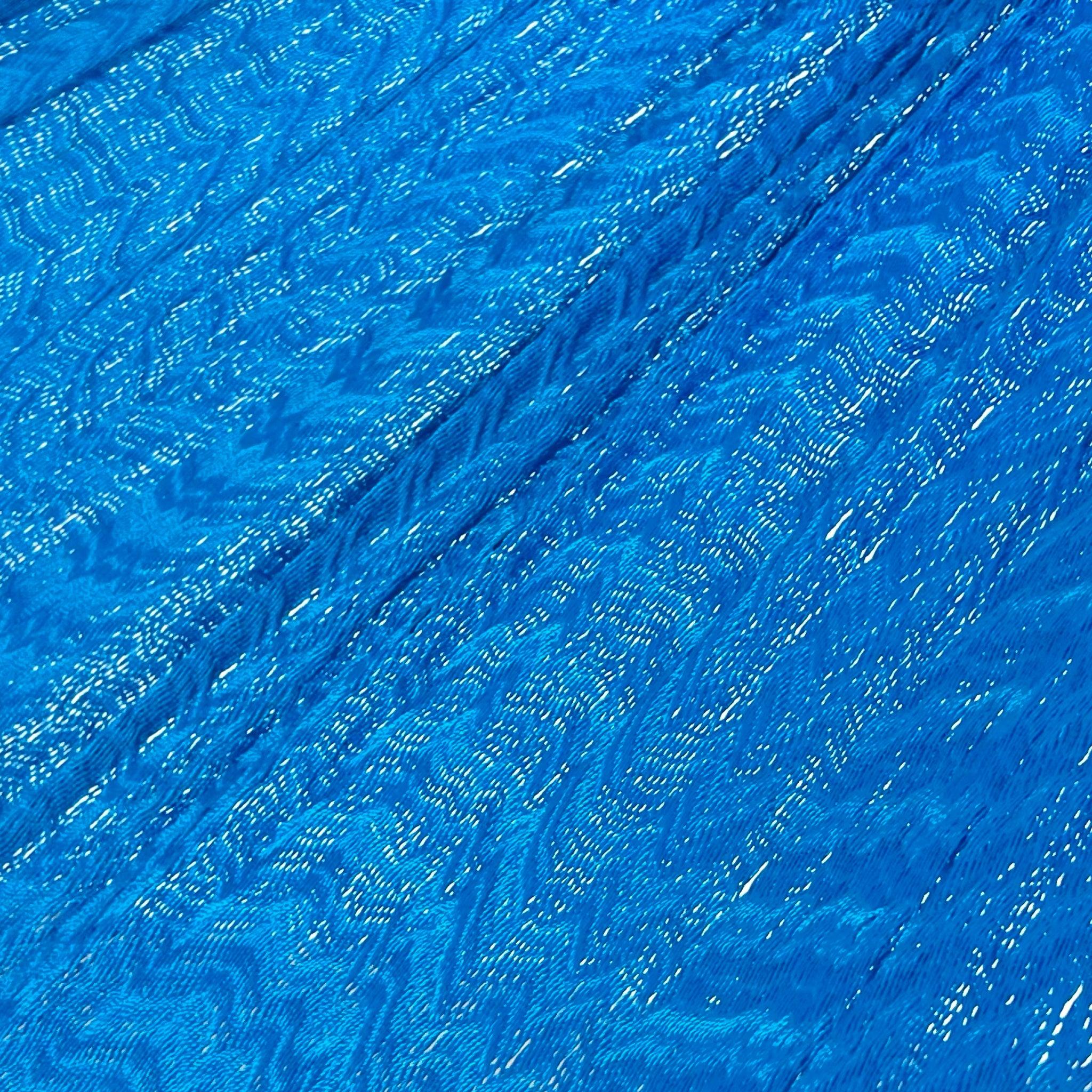 Detalle del tejido de nylon de la hamaca artesanal Yucateca azul