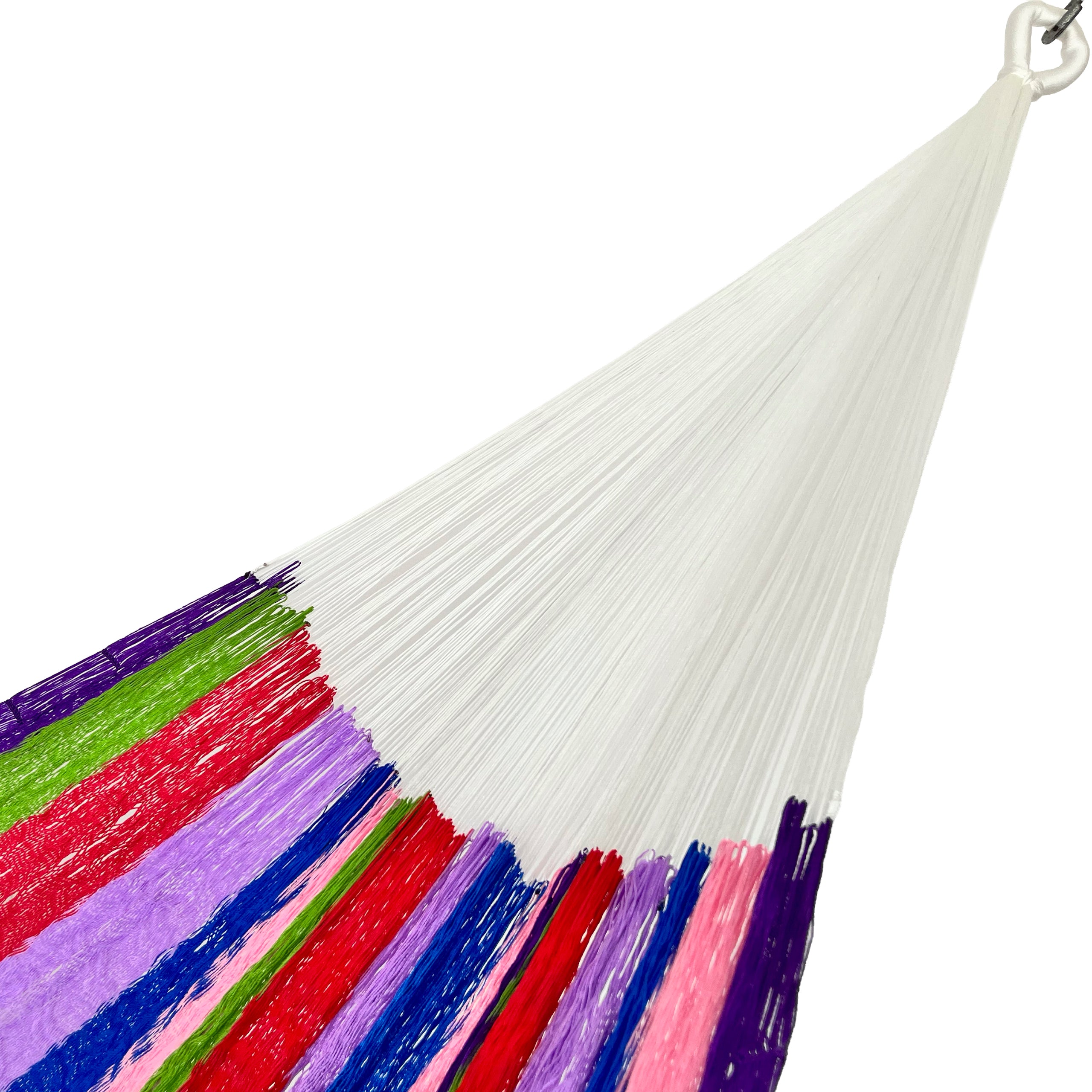 Brazo de hamaca artesanal Yucateca de nylon con combinación de colores