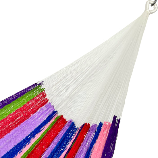 Brazo de hamaca artesanal Yucateca de nylon con combinación de colores