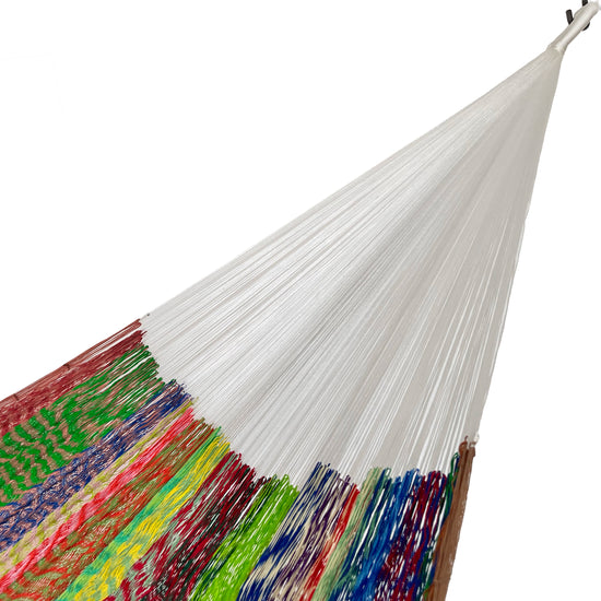 Brazo de hamaca artesanal Yucateca de nylon con mezcla de colores
