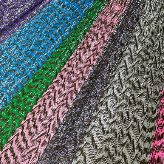 Detalle del tejido de nylon de la hamaca artesanal Yucateca multicolor