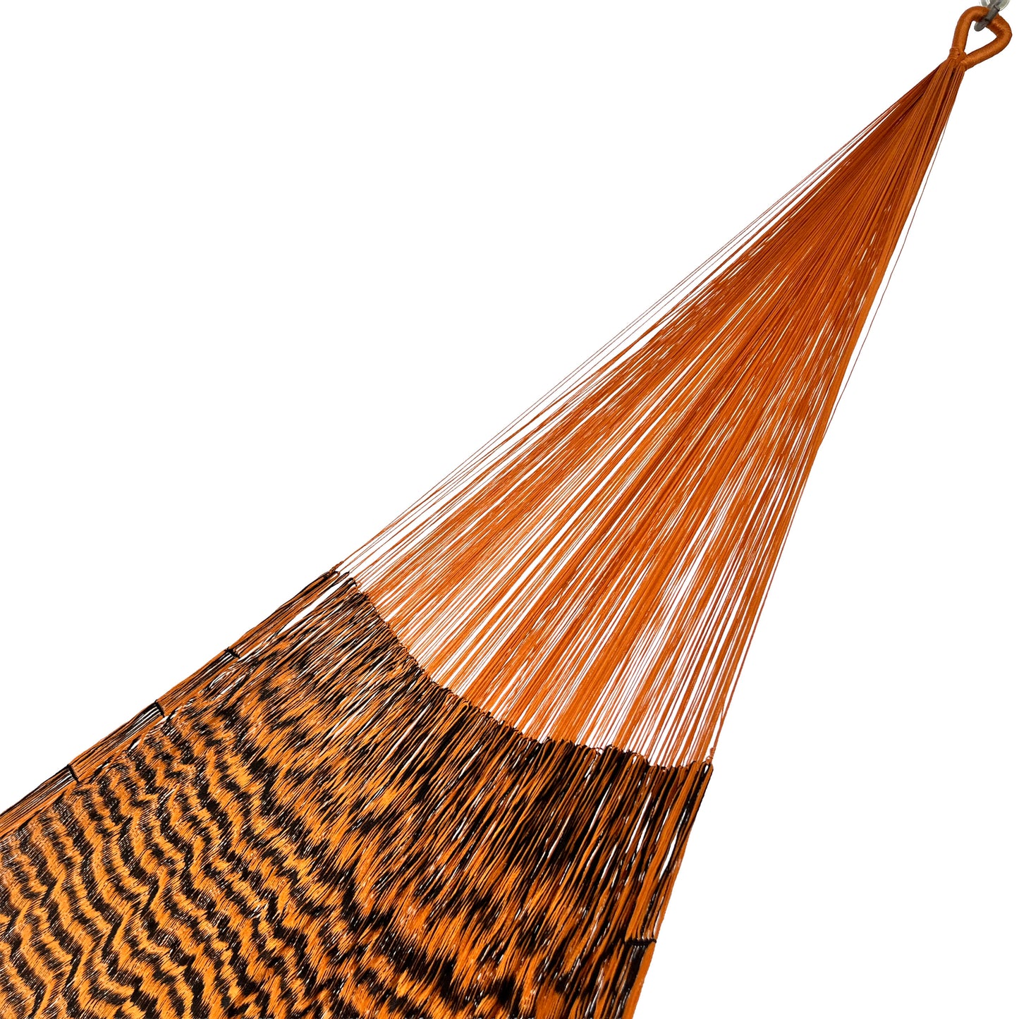 Brazo de hamaca artesanal Yucateca de nylon color naranja y negro