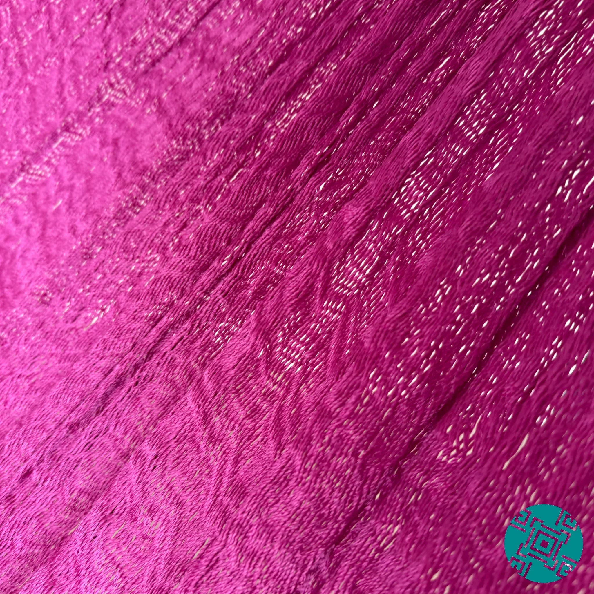 Detalle del tejido de nylon de hamaca artesanal Yucateca color rosa