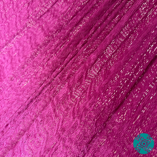 Detalle del tejido de nylon de hamaca artesanal Yucateca color rosa