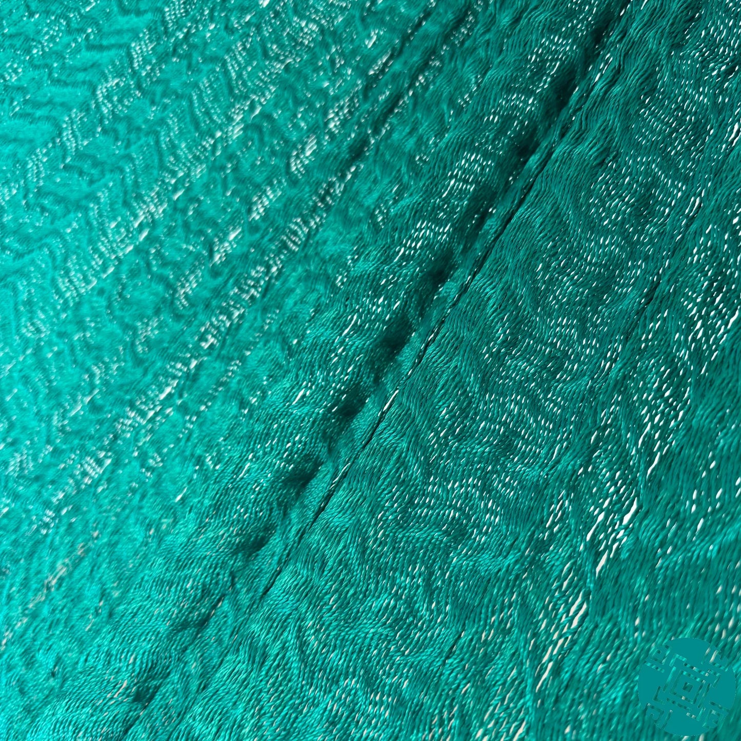 Detalle del tejido de nylon de hamaca artesanal Yucateca color verde esmeralda