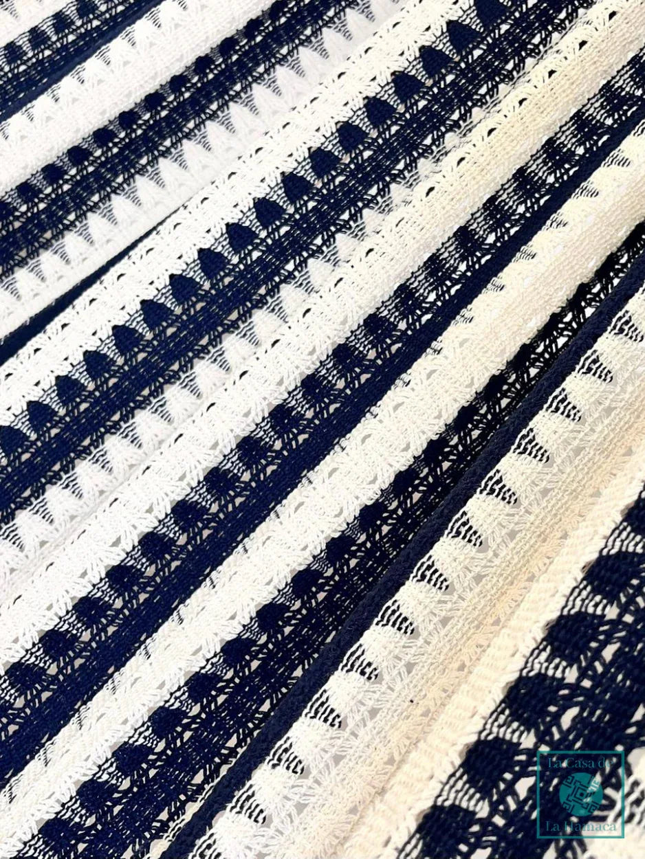 Detalle del tejido de la hamaca Mexicana azul marino king size