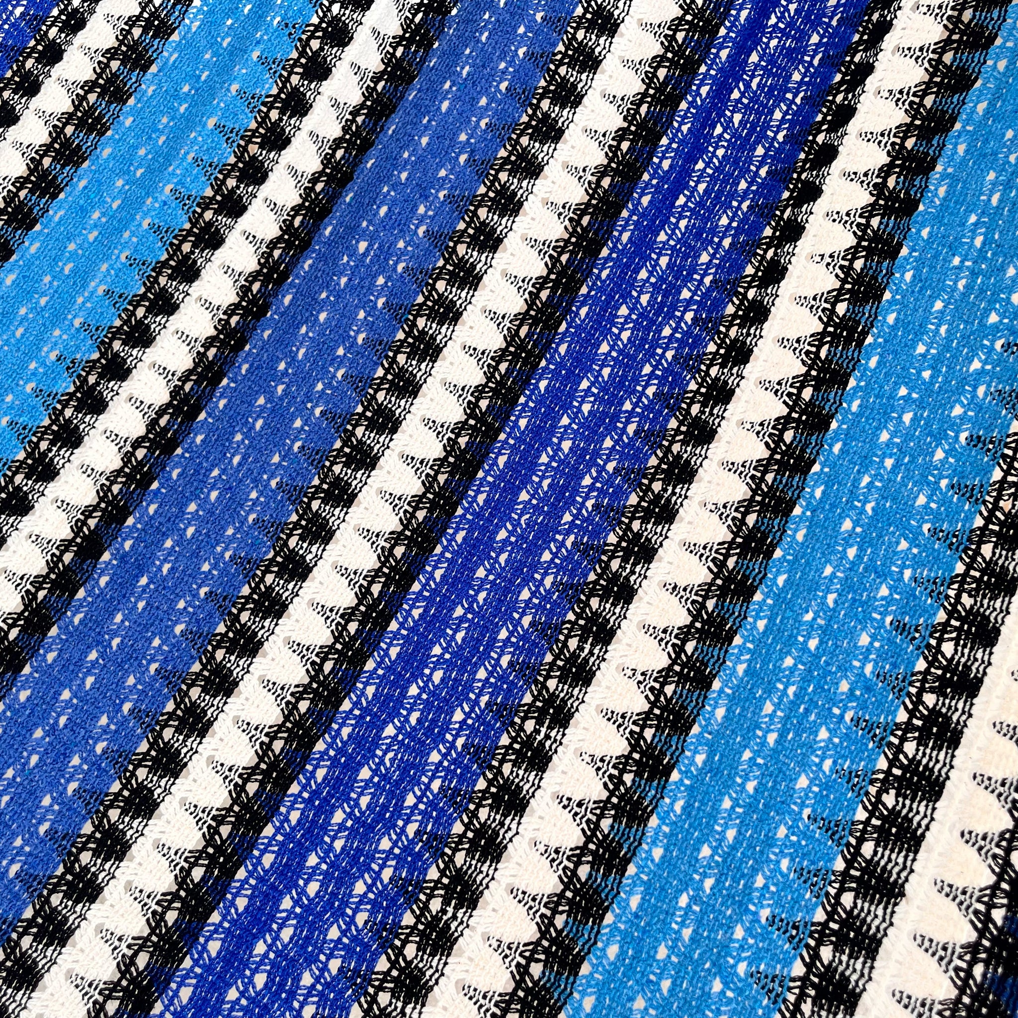 Detalle del tejido de la hamaca Mexicana azules