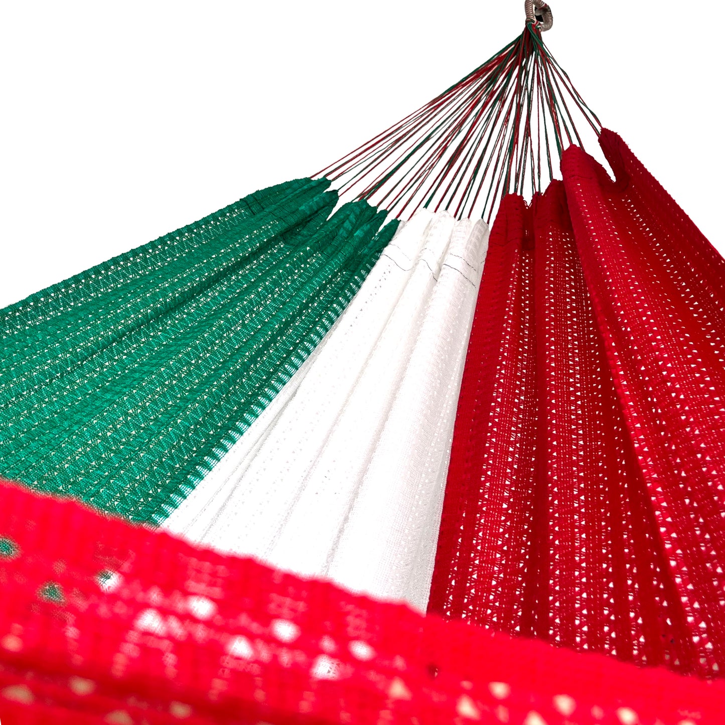 Interior mostrando brazo y tejido de hamaca Mexicana tricolor