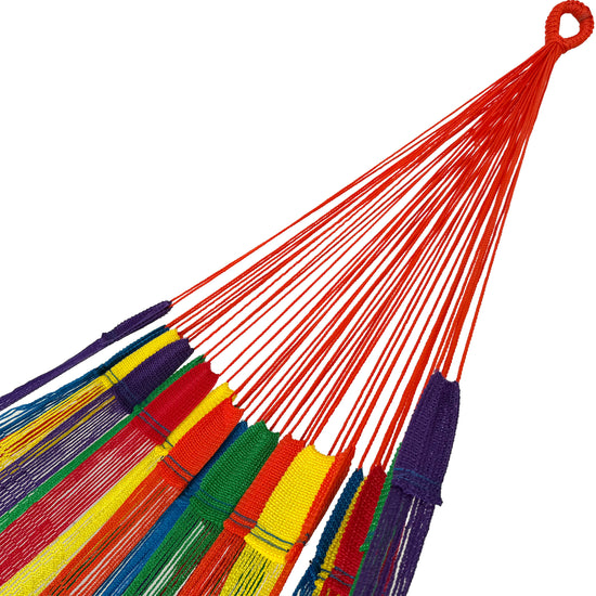 Brazo de hamaca tipo red de nylon king size arcoíris