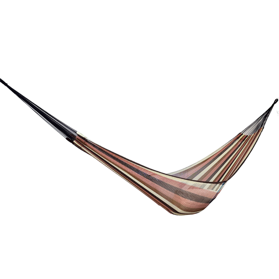 Hamaca tipo red de nylon king size color café vista lateral