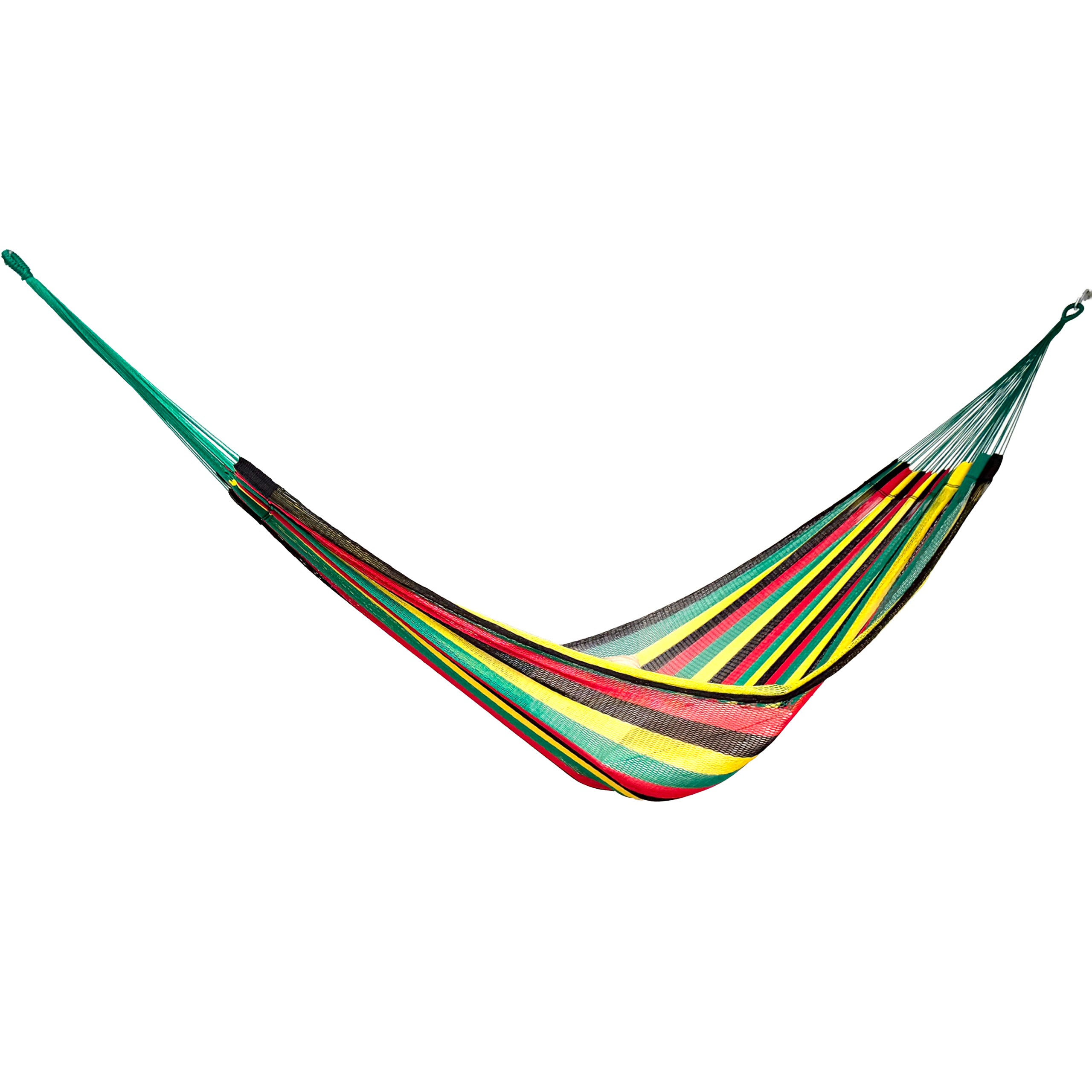 Hamaca tipo red de nylon king size color Camerún vista lateral
