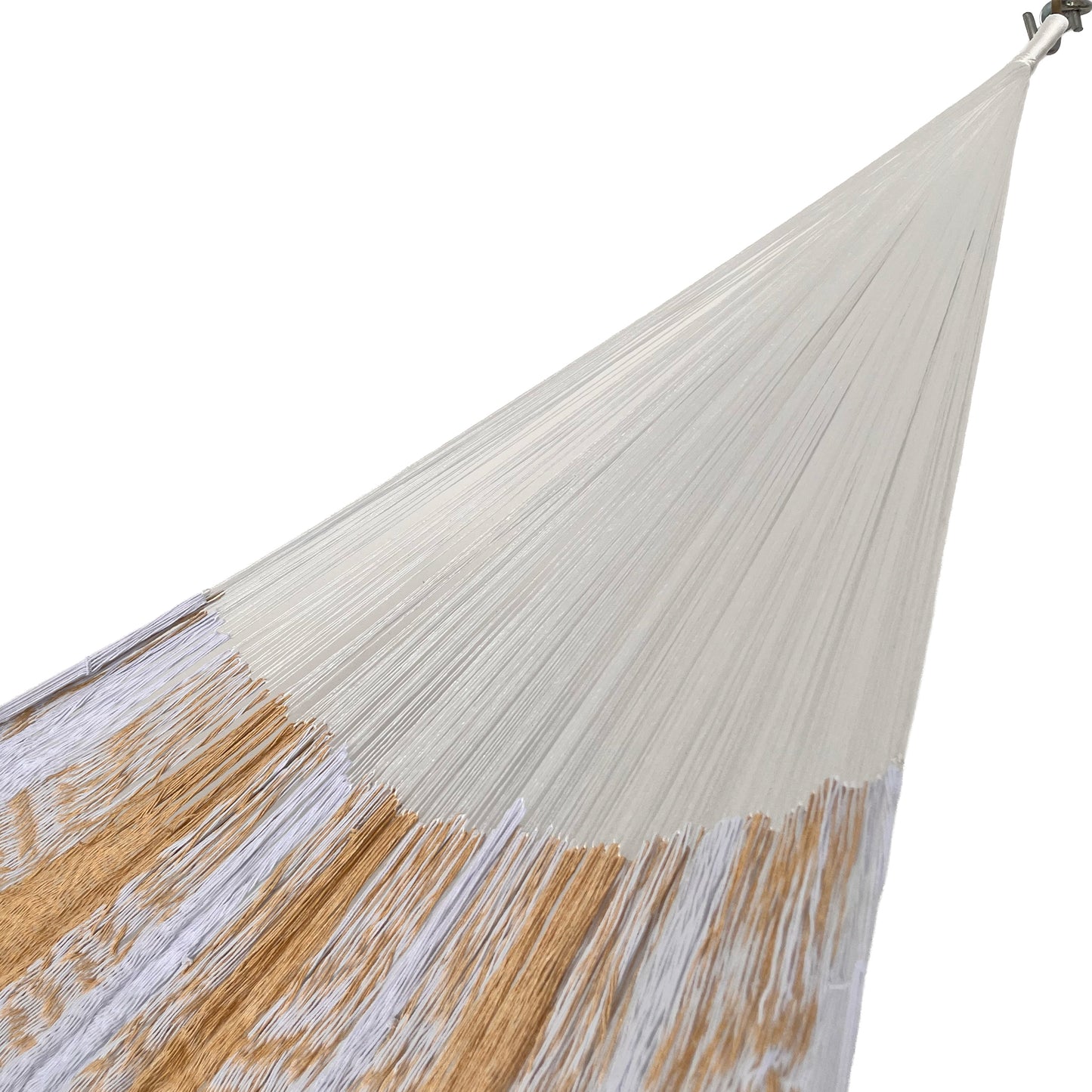 Brazo de hamaca Yucateca artesanal de algodón suave color amarillo y blanco