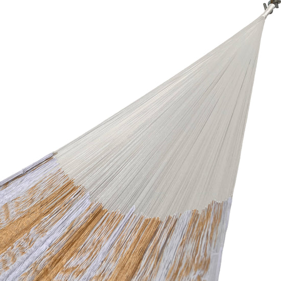 Brazo de hamaca Yucateca artesanal de algodón suave color amarillo y blanco