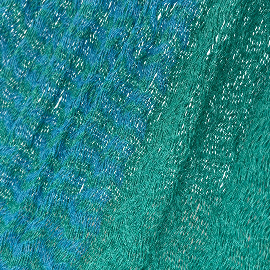 Detalle del tejido de algodón suave de la hamaca Yucateca artesanal modelo Azul Verdoso