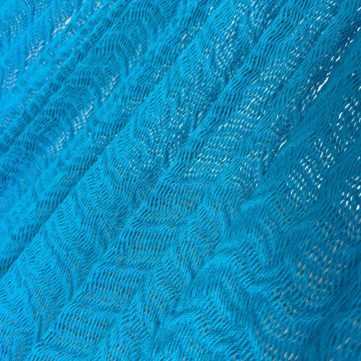 Detalle del tejido de algodón suave de hamaca Yucateca artesanal azul