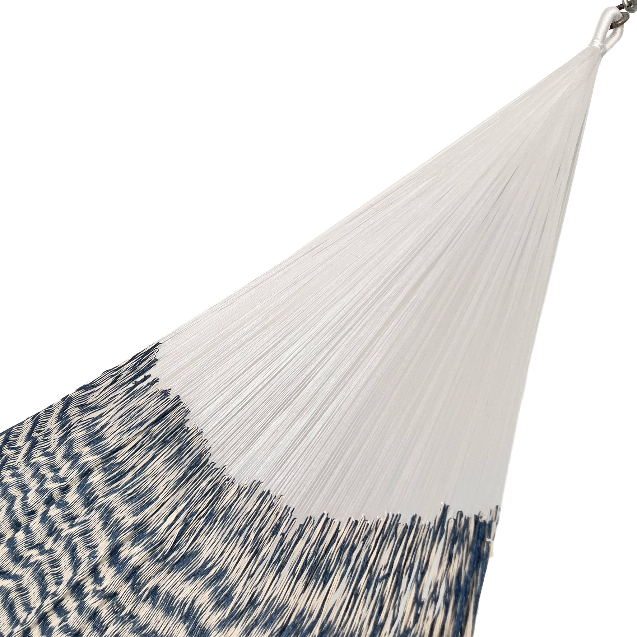 Brazo de hamaca Yucateca artesanal de algodón suave color azul y beige