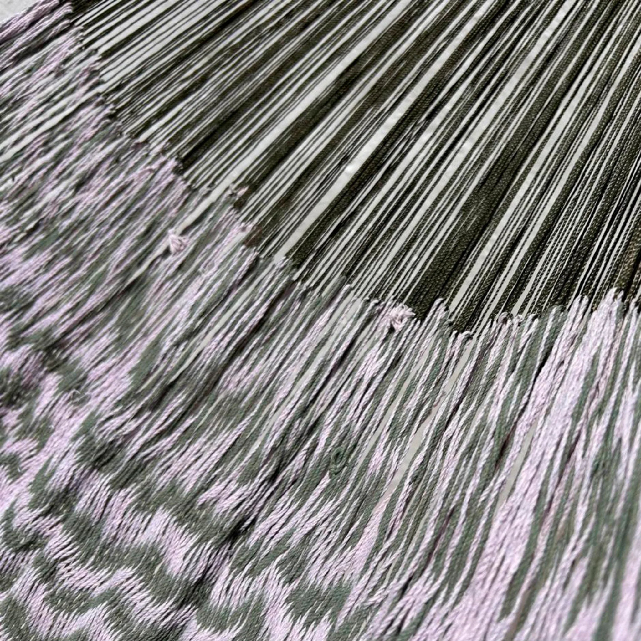 Unión entre cuerpo y brazo de hamaca Yucateca artesanal de algodón suave modelo Verde y Morado