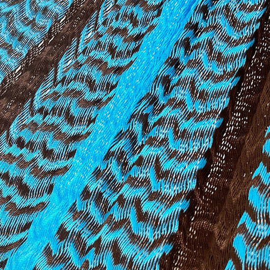 Detalle del tejido de hilo 18 de nylon de hamaca Yucateca artesanal azul claro y café
