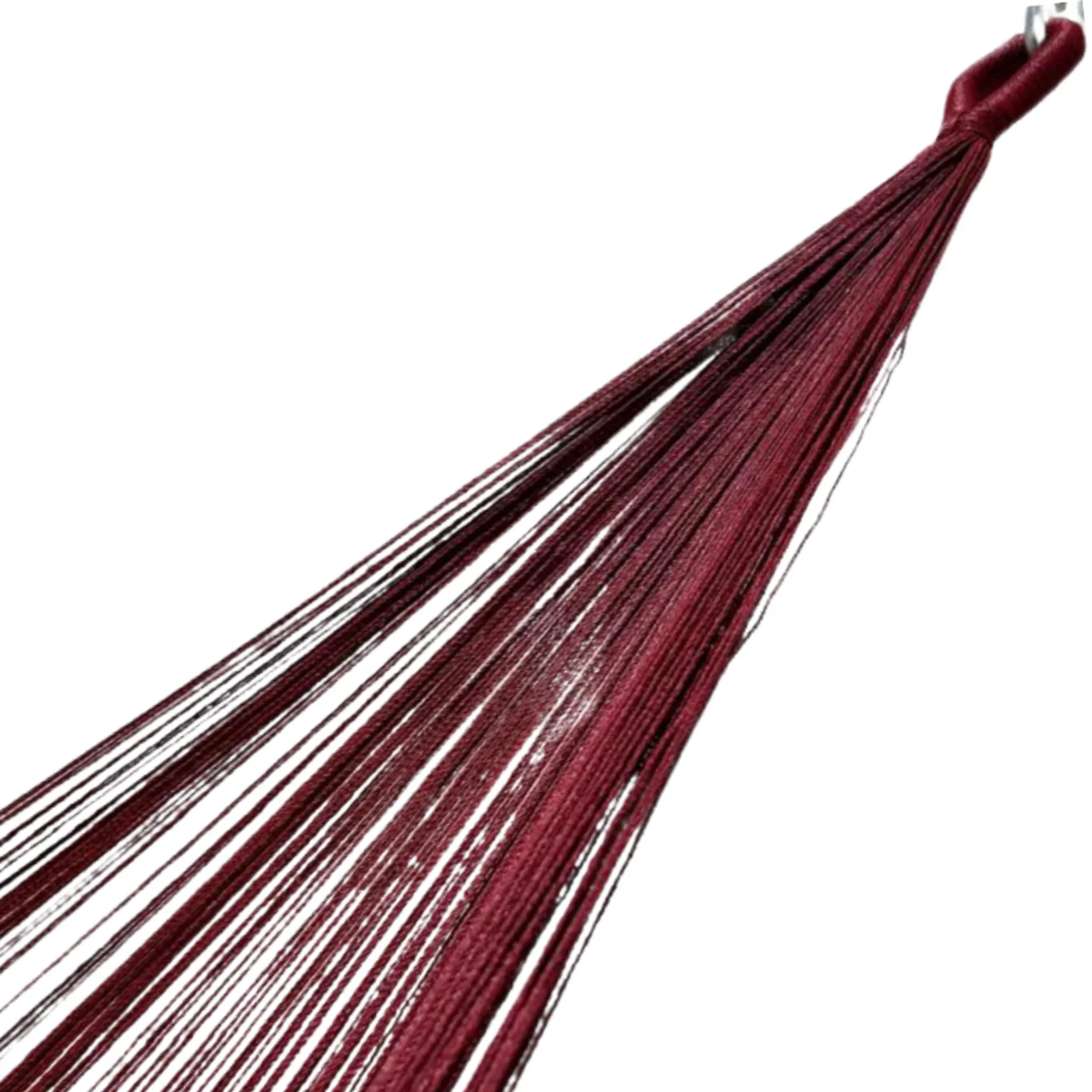 Brazo de hamaca Yucateca artesanal de hilo 18 de nylon rojo y café oscuro