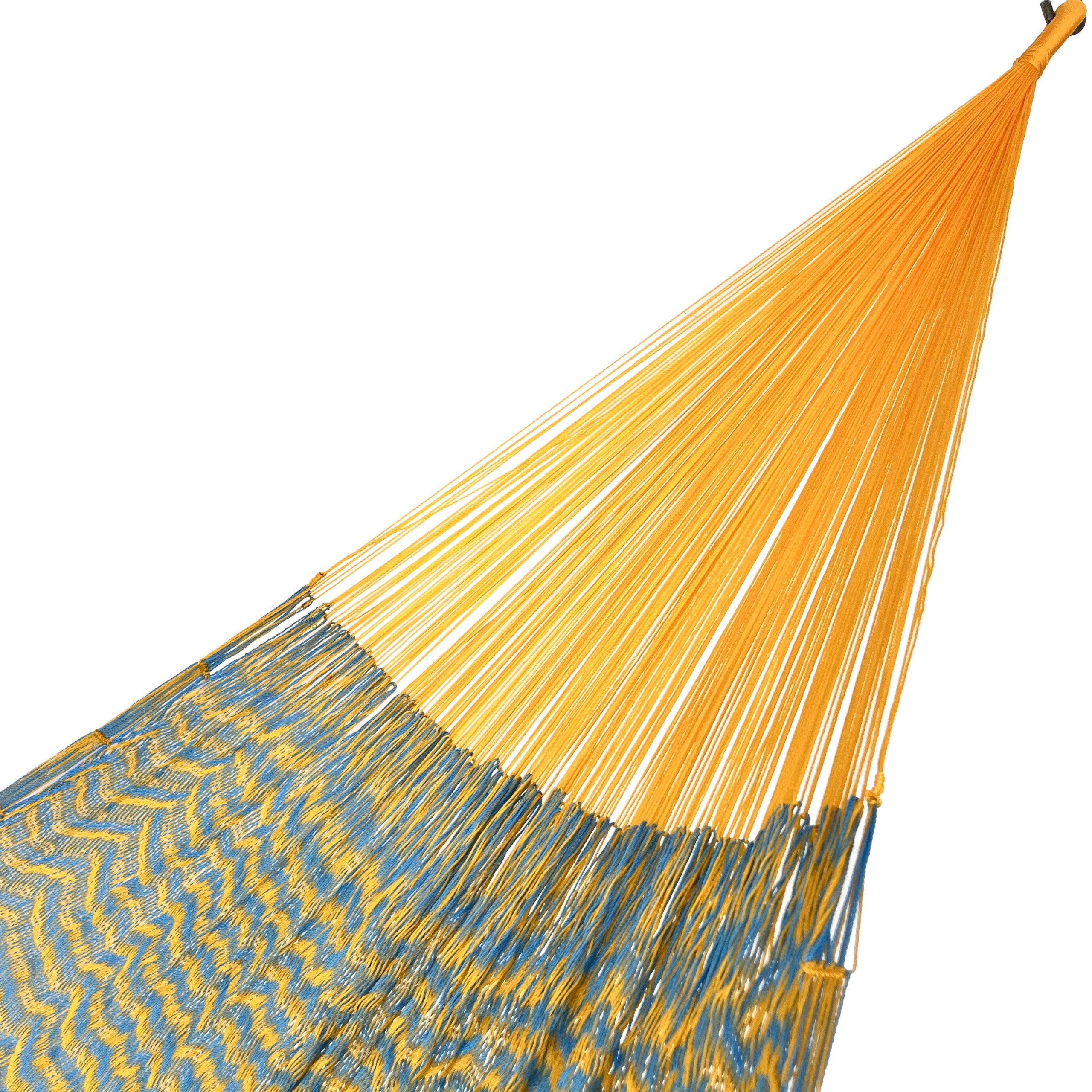 Brazo de hamaca Yucateca artesanal de nylon hilo 18 color amarillo y azul