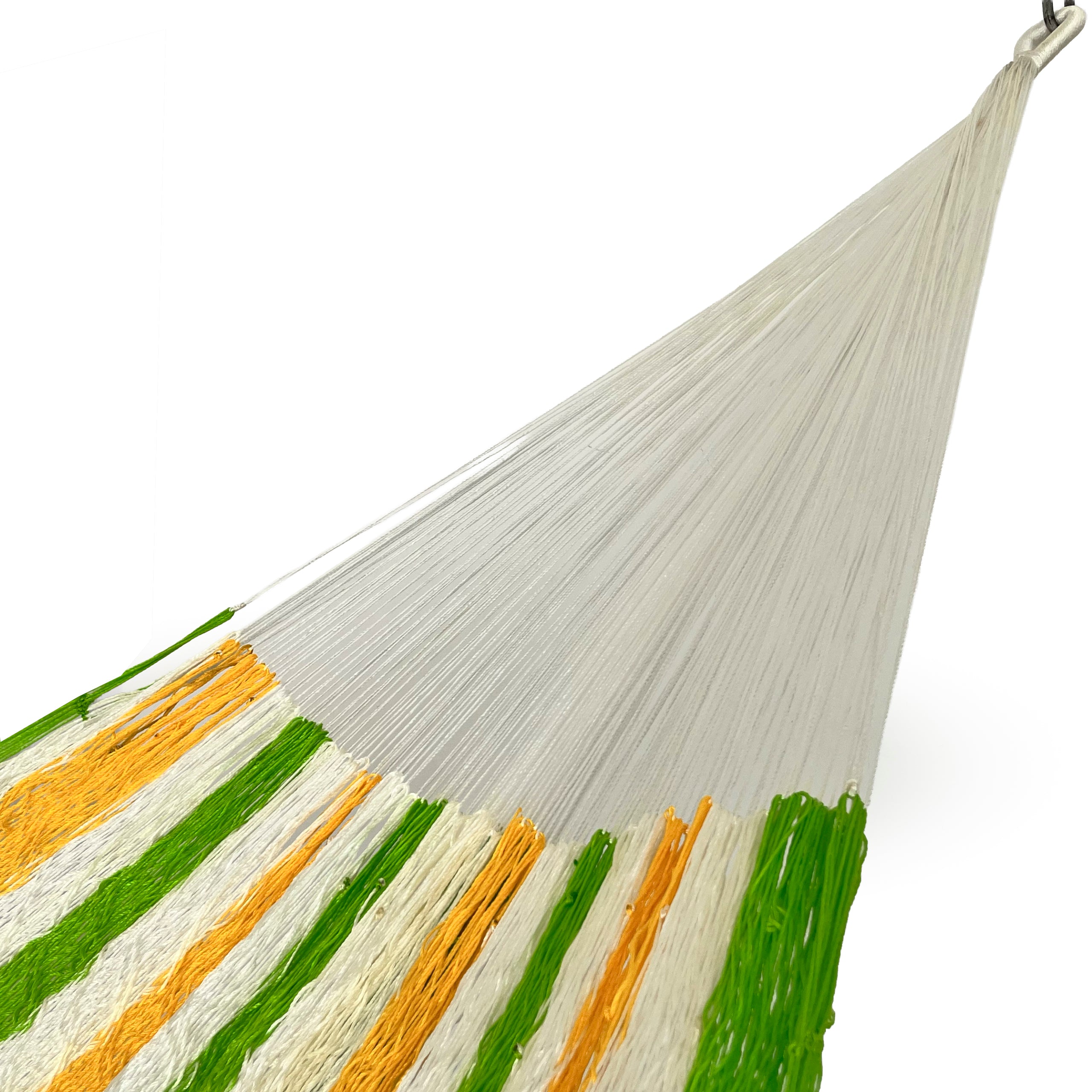 Brazo de hamaca Yucateca artesanal de nylon hilo 18 color amarillo y verde