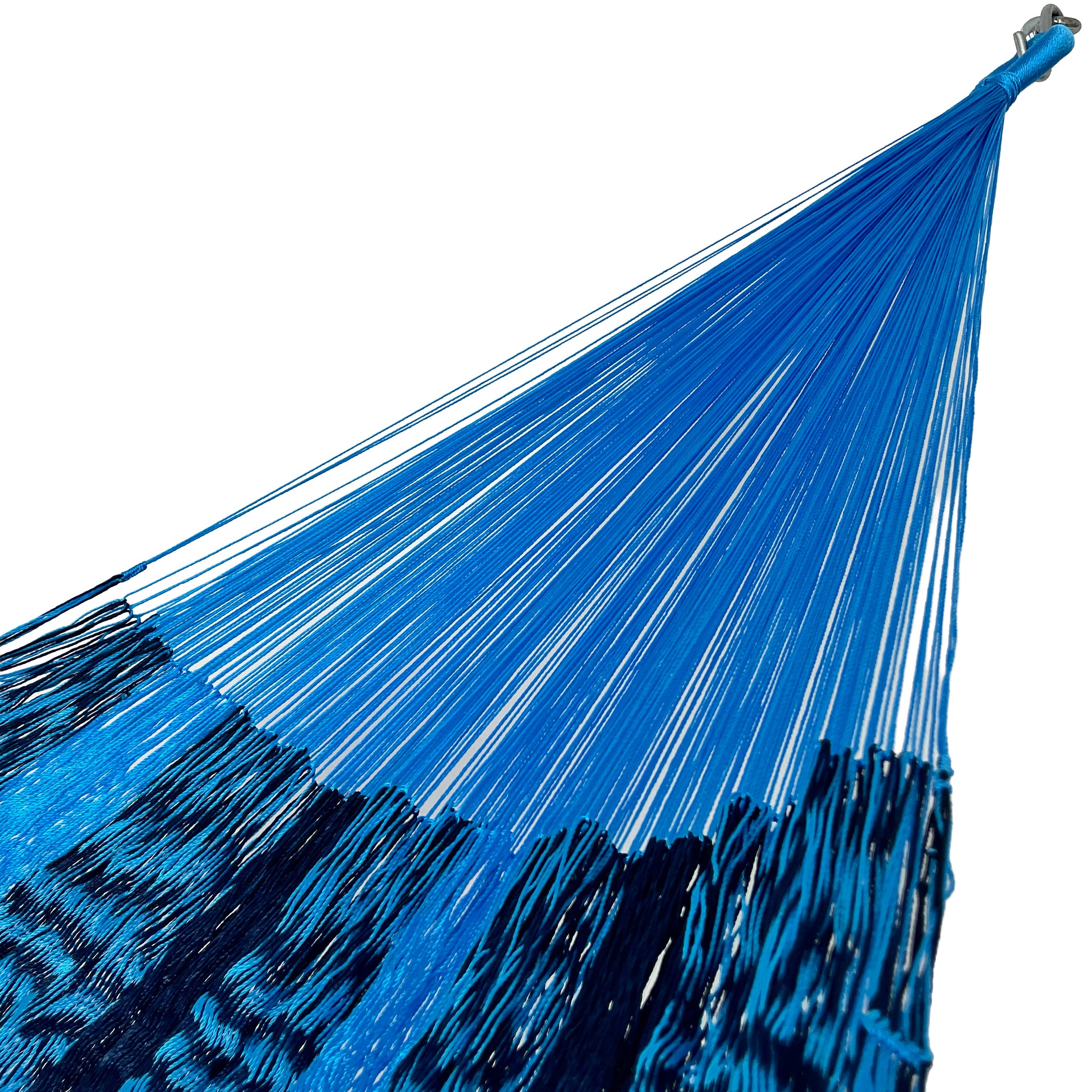 Brazo de hamaca Yucateca artesanal de nylon hilo 18 color azul claro y oscuro