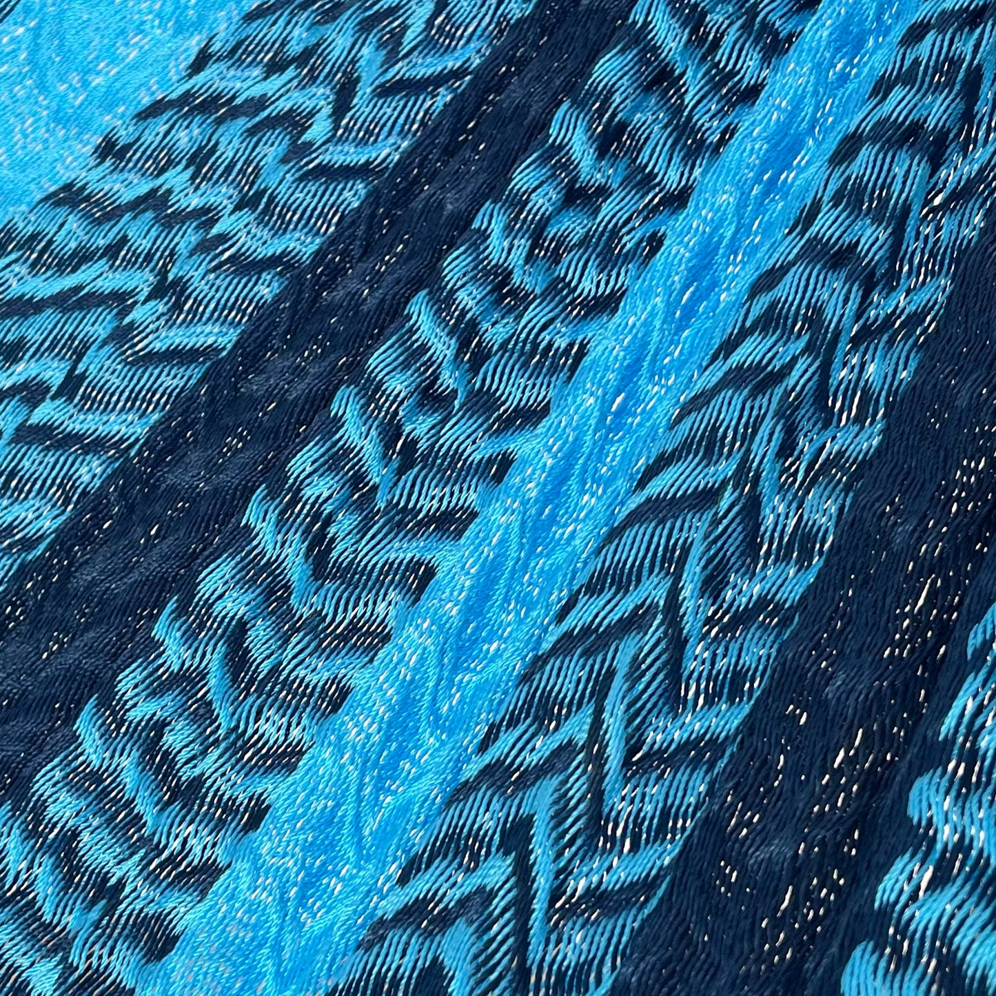 Detalle del tejido de nylon hilo 18 de la hamaca Yucateca artesanal azul claro y oscuro