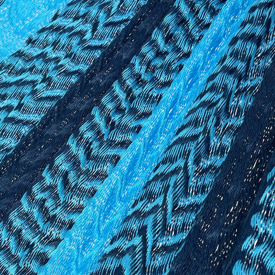 Detalle del tejido de nylon hilo 18 de la hamaca Yucateca artesanal azul claro y oscuro