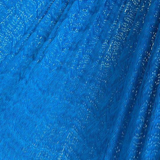 Detalle del tejido de nylon hilo 18 de la hamaca Yucateca artesanal azul rey