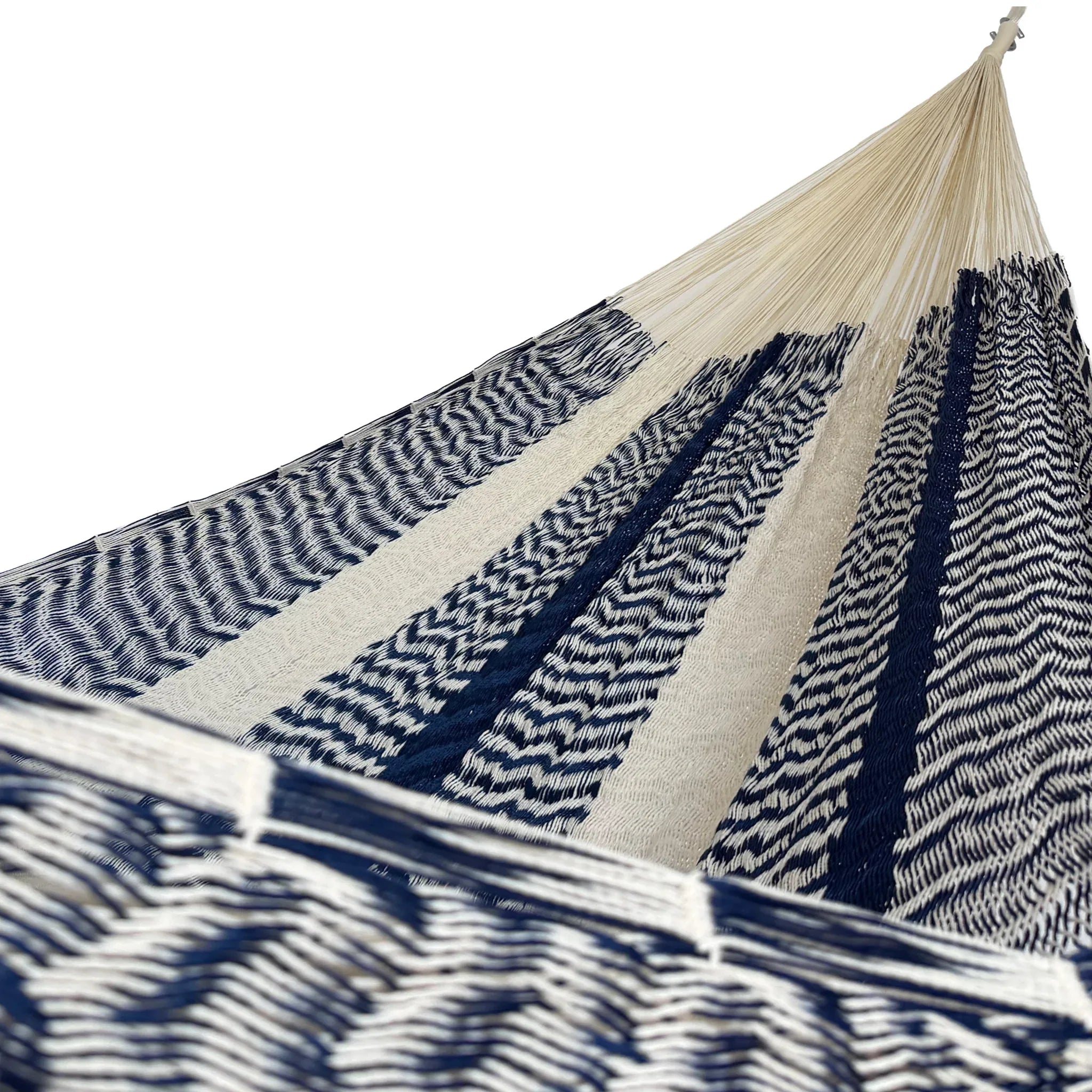Interior de hamaca Yucateca artesanal de nylon hilo 18 color azul y beige