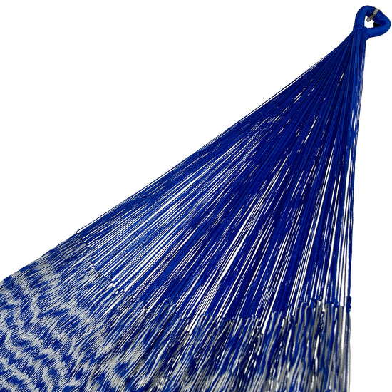 Brazo de hamaca Yucateca artesanal de nylon hilo 18 color azul y gris
