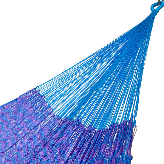 Brazo de hamaca Yucateca artesanal de nylon hilo 18 color azul y morado