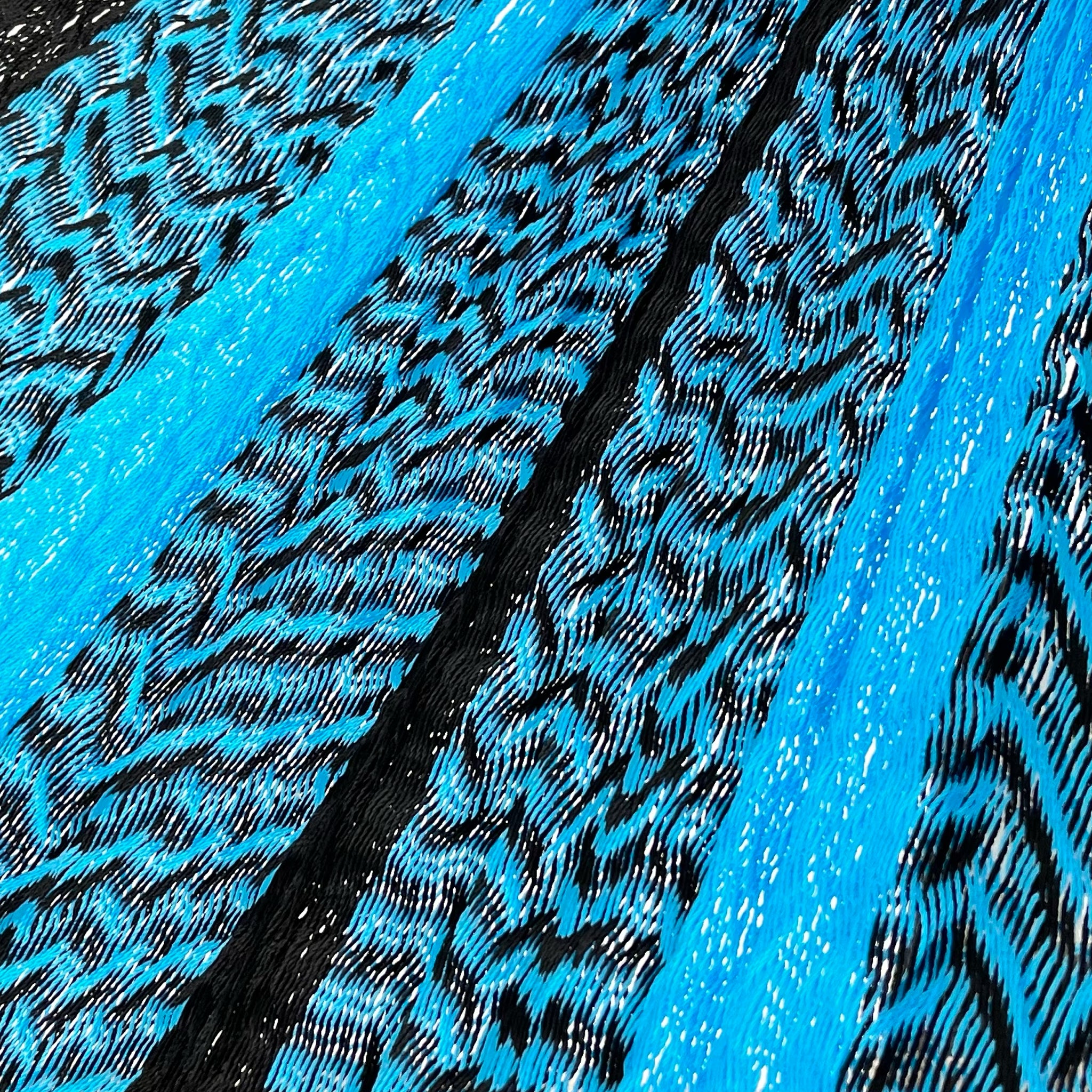 Detalle del tejido de nylon hilo 18 de la hamaca Yucateca artesanal azul y negro