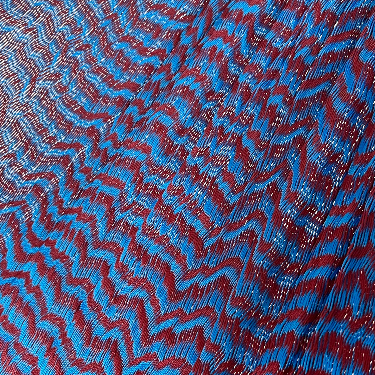Detalle del tejido de nylon hilo 18 de la hamaca Yucateca artesanal azul y rojo