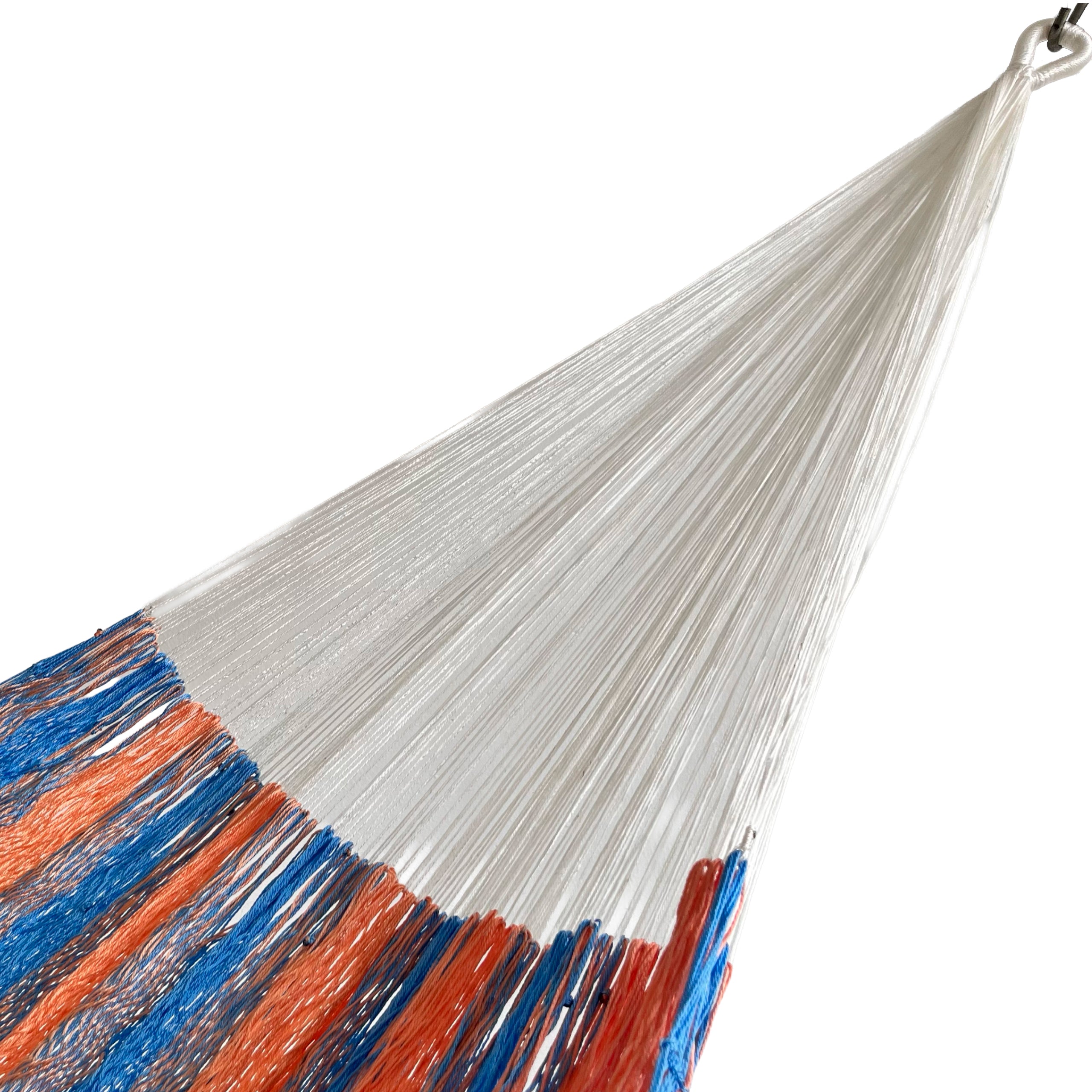 Brazo de hamaca Yucateca artesanal de nylon hilo 18 color azul y rosa