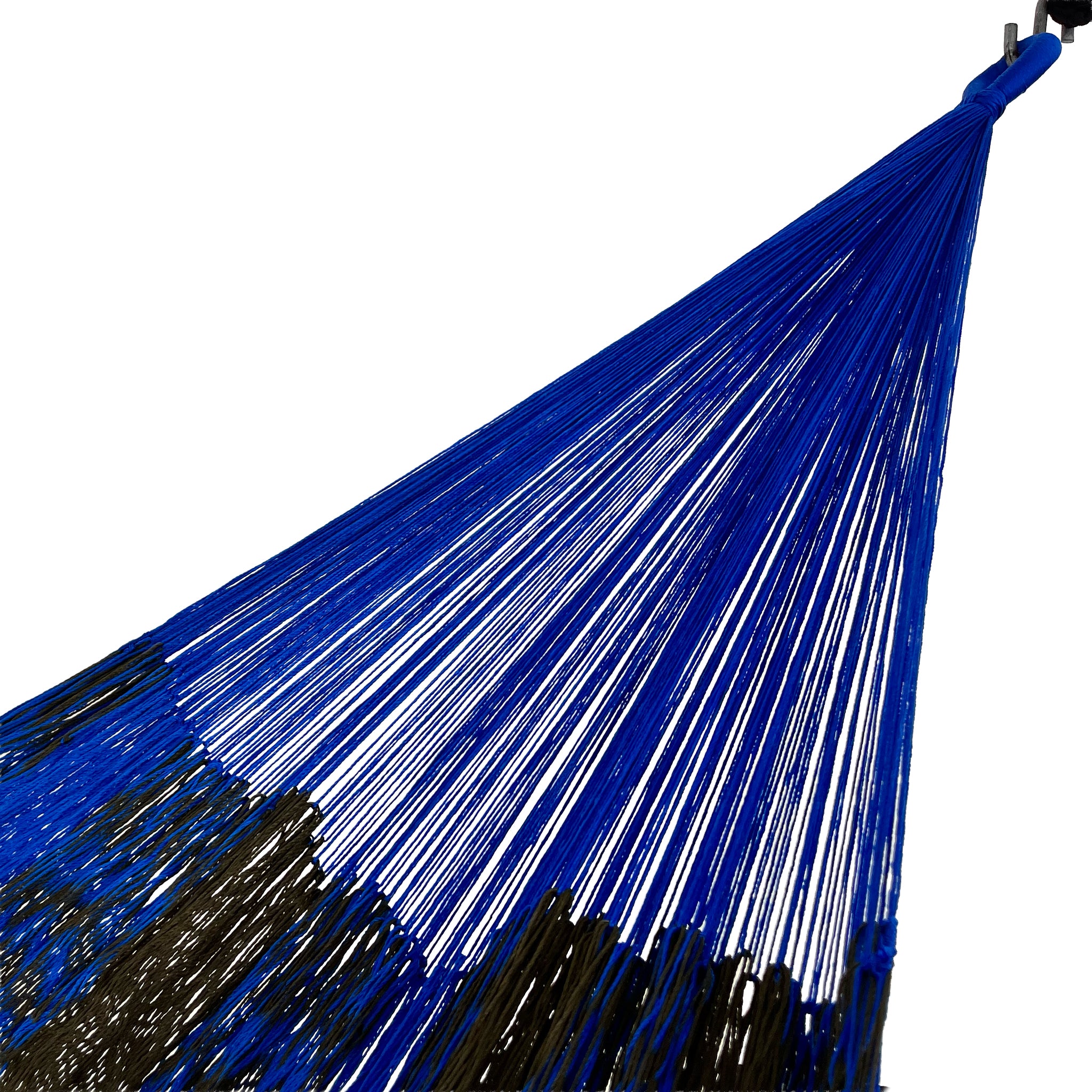 Brazo de hamaca Yucateca artesanal de nylon hilo 18 color azul y verde oscuro