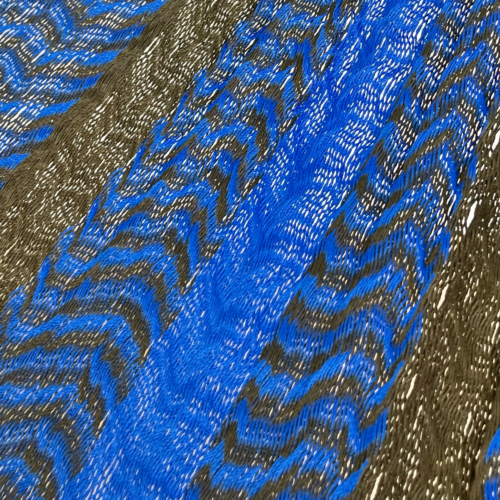 Detalle del tejido de nylon hilo 18 de la hamaca Yucateca artesanal azul y verde oscuro
