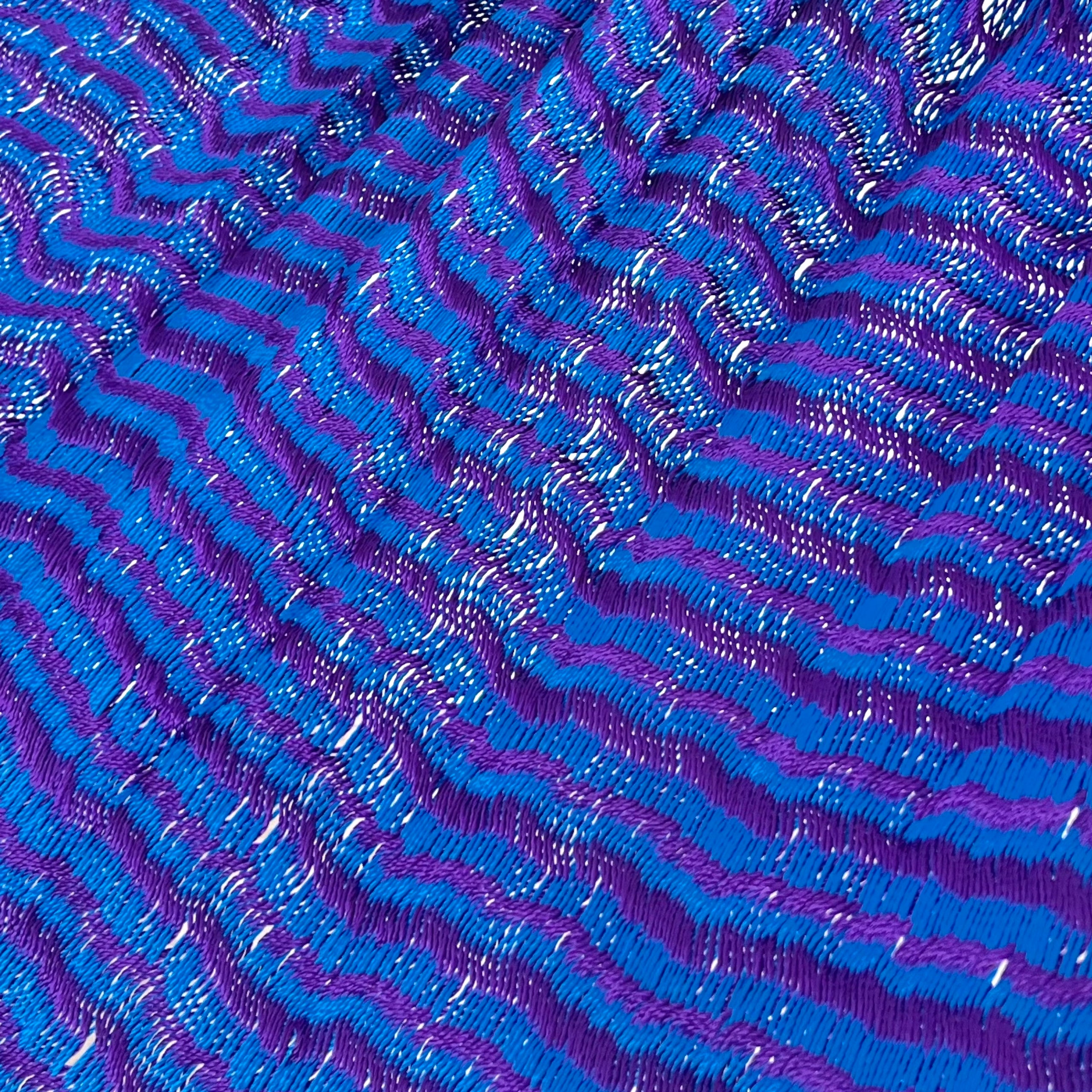 Detalle del tejido de nylon hilo 18 de la hamaca Yucateca artesanal morado y azul