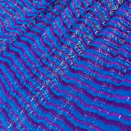 Detalle del tejido de nylon hilo 18 de la hamaca Yucateca artesanal morado y azul