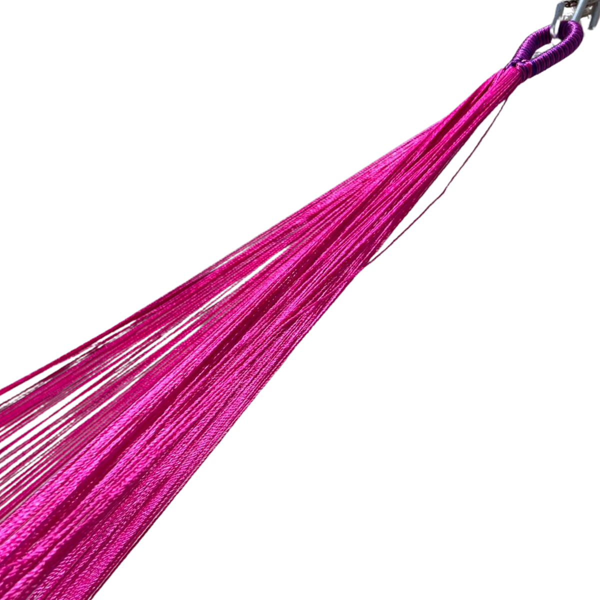 Brazo de hamaca Yucateca artesanal de nylon hilo 18 color morado y rosa