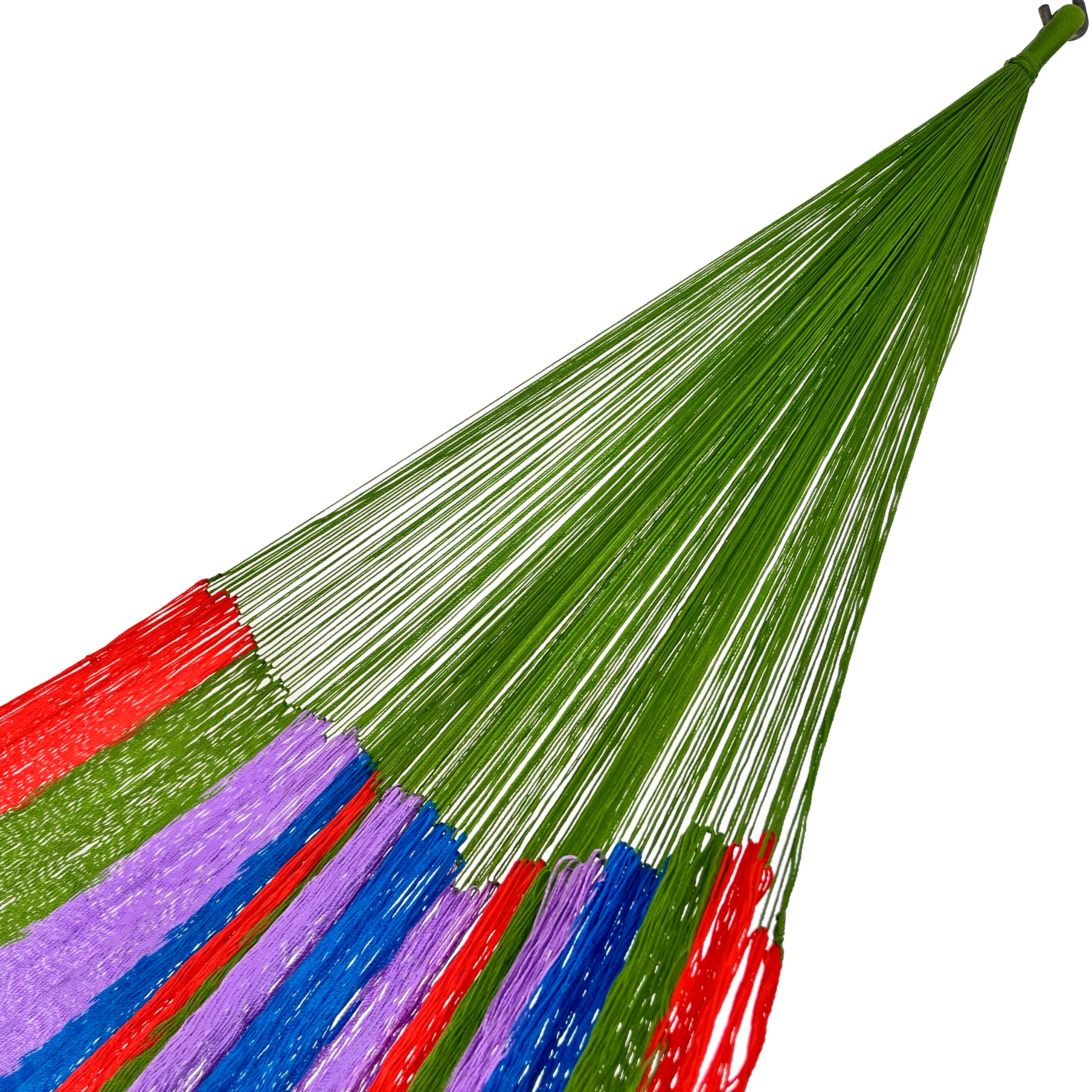 Brazo de hamaca Yucateca artesanal de nylon hilo 18 multicolor verde