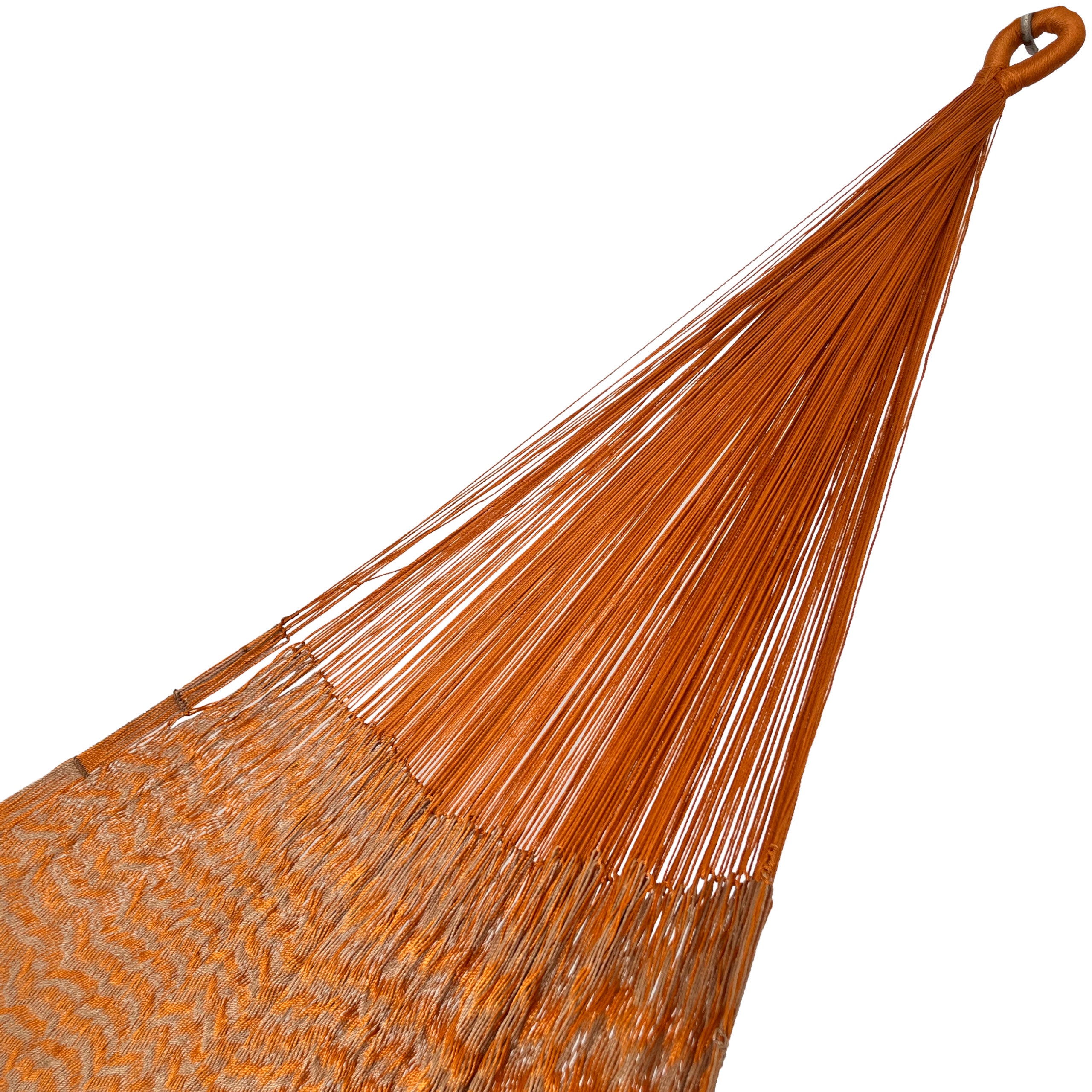 Brazo de hamaca Yucateca artesanal de nylon hilo 18 color naranja y café