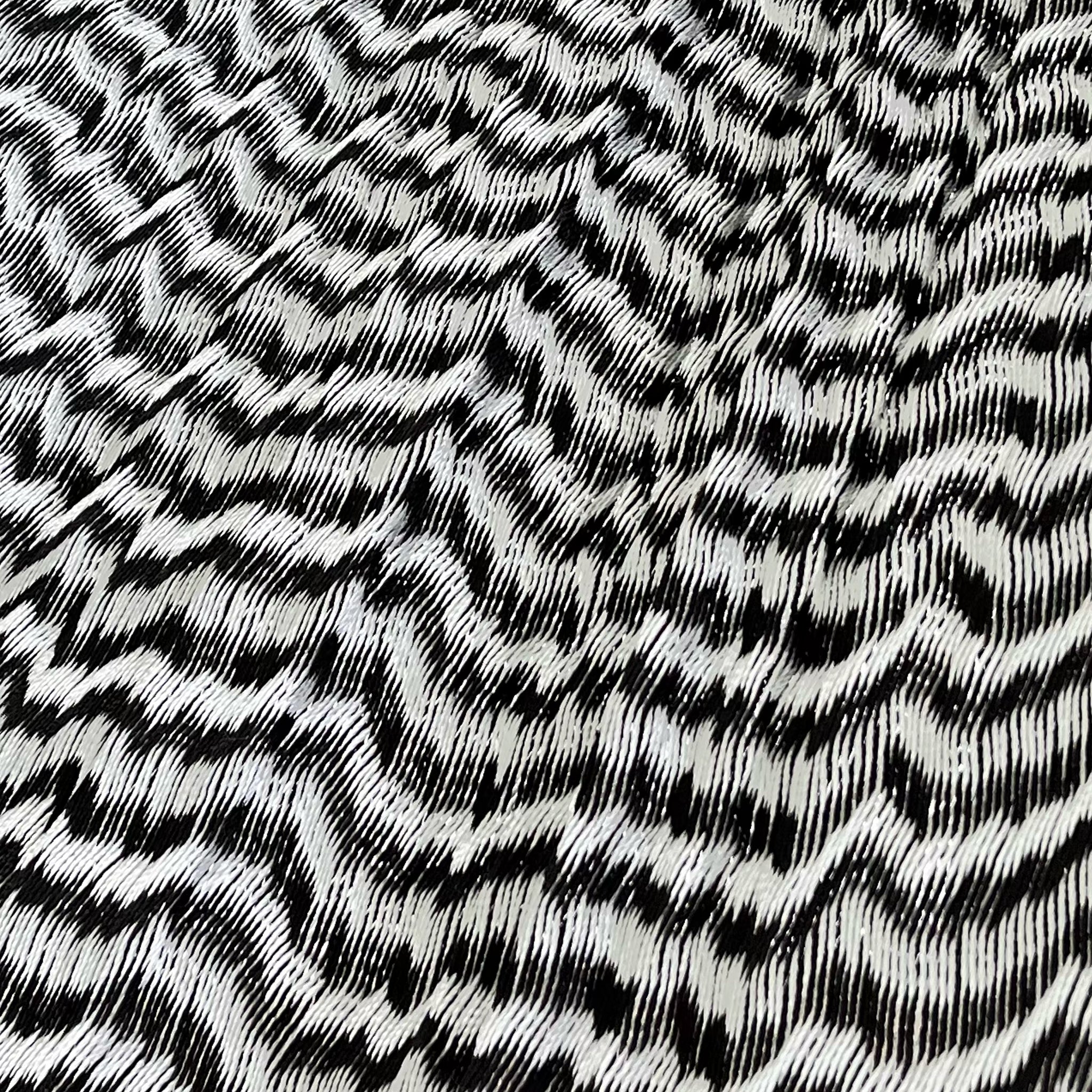 Detalle del tejido de nylon hilo 18 de la hamaca Yucateca artesanal plateado y negro